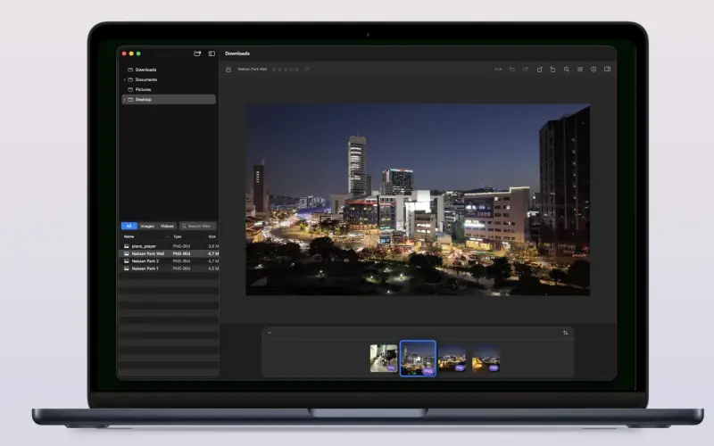 Imagario on macOS showing a grid of photos from one shoot with the EXIF inspector open