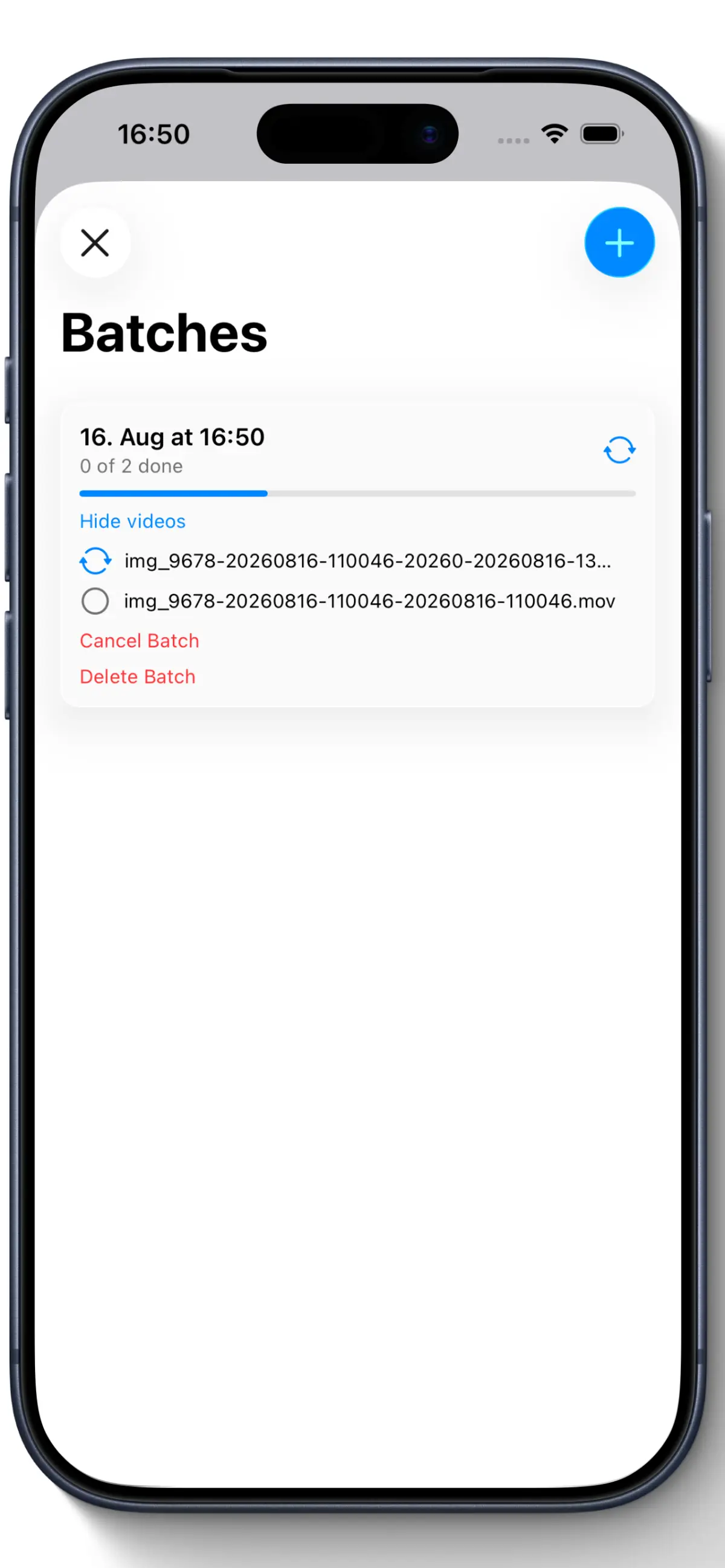 Capture Reel Brand pour iOS: Batches