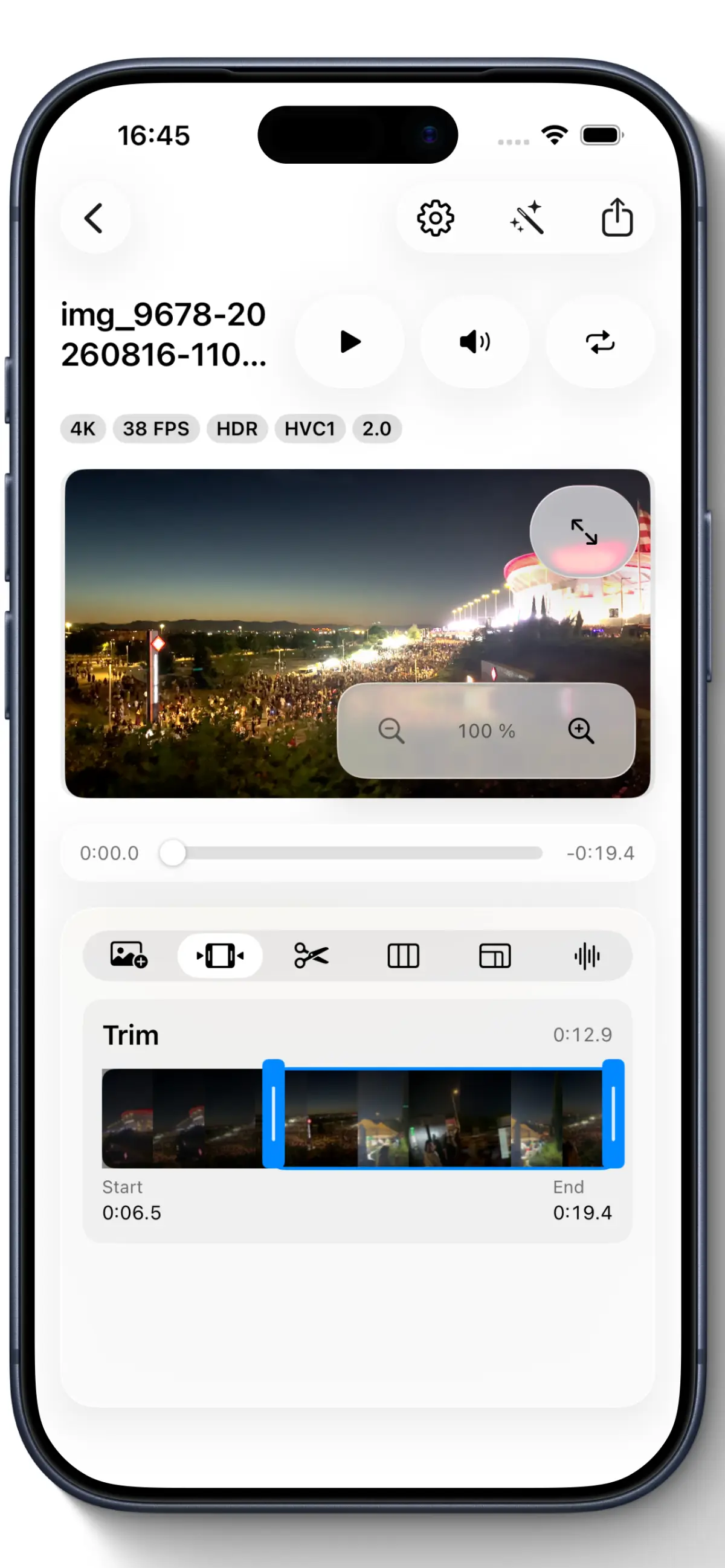 Capture Reel Brand pour iOS: Trim